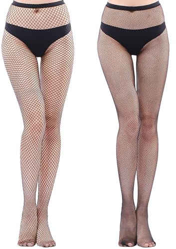 BDSHUNBF 2 Pares Medias Rejilla Mujer, Medias de Red negras, Mujeres Sexy Elástico Medias Mujer, Medias de Rejilla para Mujer, Medias Malla Pantimedias Elástico, Cintura Alta Medias de Rejilla
