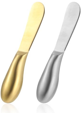 Dimeho 2 Stück Buttermesser Edelstahl Butter Knife Klein Käsemesser Brotzeitmesser Set Dessertmesser Tafelmesser Marmeladenmesser für Käse Marmelade Tägliches Frühstück Spreader