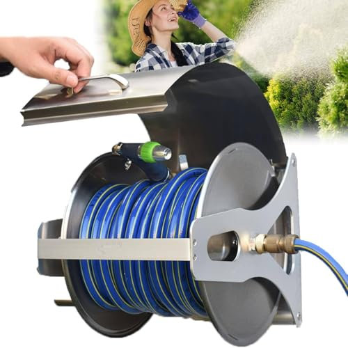 Heavy Duty Garden Hose Reel for Neat Storage Wall Mounted or Freestanding Includes Bracket and 30m Water Pipe