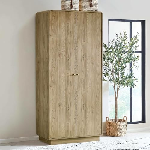 Julian Bowen Ingrid Wardrobe with Shelf, 2 Door, Oak Effect - H202 x W90cm