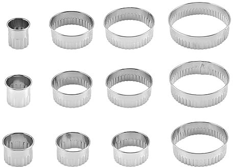 FONDOTIN 12piezas Cortadores De Galletas Moldes Redondos De Acero Inoxidable Para Galletas Diy Herramientas De Cocina Para Hornear Plateados