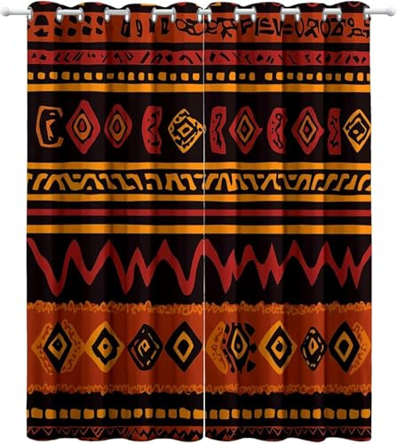 Pechiwuo Vorhänge 3D Afrika Gardinen Wohnzimmer Stamm verdunklungsvorhänge 2er Set Blackout Curtain Vorhang mit ösen lärmschutzvorhang für Schlafzimmer kinderzimmer 2 x 117 x 137 cm（B X H） X6