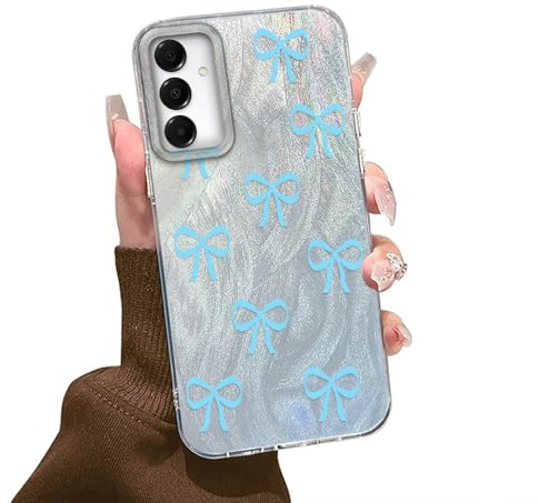 Tedyhulle Fodral för Samsung Galaxy S24/S25, sött, blått band, fluga, estetiskt, smalt, stötsäkert skyddsfodral, mjuk TPU, silikon, hårt skal för mobiler