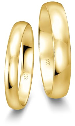 mosa & co. – Eheringe Gold 333 Paarpreis | Trauringe Gelbgold Classic poliert, massiv, 3–5 mm | inkl. Gravur, Schmuckbox & Echtheitszertifikat
