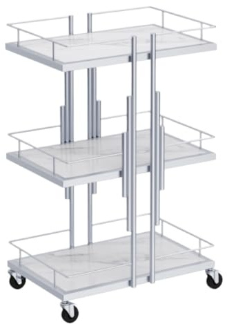 3-Tier Rolling Hairdresser Trolley Cart on Wheels - Salon & Tattoo Shop Storage, Mobile Hair Styling Cart, Silver Makeup Organizer for Bedroom & Salon Use