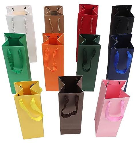 MAGICLULU 11stücke Papiertragetasche für Weinflasche mit Griff Geschenktüte für Weinflasche Weintüte zum Verschenken Passend für Standard-weinflaschen für Verschiedene Anlässe
