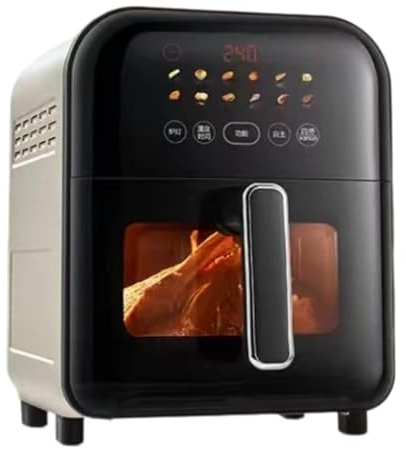 Easnuroz 6L Household Air Fryer Light Fat Multifunctional Cooking Air Fryer Oven Touch Screen, No Water Steam Bake 1550W Low Wattage(White)