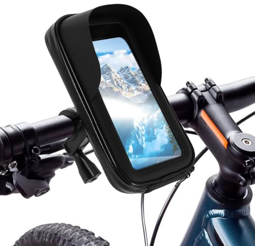 Bpyhebe Waterproof Bike Phone Holder, 360° Rotation Bicycle Phone Mount Handlebar Bag with Sun Visor & Sensitive Touch Screen, Quick Release Cycling Storage Pouch for MTB/Road Bikes, up to 6.5