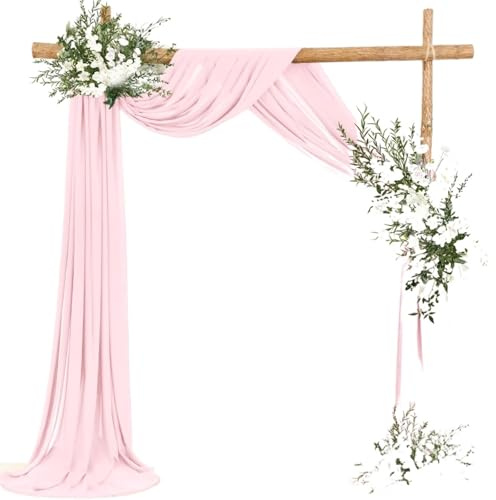 GIYXHU Tessuto per Drappeggio dell'Arco Nuziale Arco di Nozze Drappeggio Tessuto Chiffon panneggio soffitto del Partito Tende ad Arco for Il Matrimonio(Light Pink,70x600cm)
