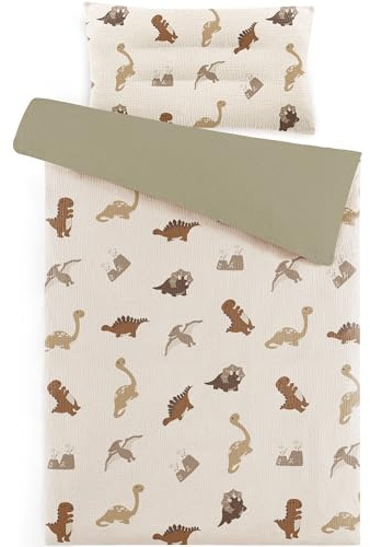 Susurration 100% Baumwolle Musselin Kinderbettwäsche 100x135 Kissenbezug 40x60 cm aus Leicht und Komfortabel Bettwäsche Set für Baby Kinder(Olive)