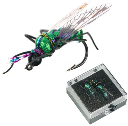Señuelo de pesca con mosca, paquete de 2 cebos de imitación de insectos para trucha, perca, gris, diseño realista, alta precisión de simulación, pescadores y entusiastas del aire libre (1-4L)