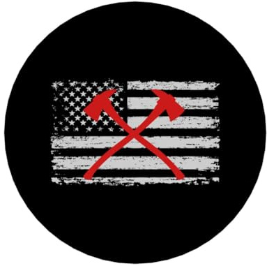 American Flag Firefighter Axe Round Acrylic Fridge Decor 2.17 Inch Decorative Kitchen Office Decor0