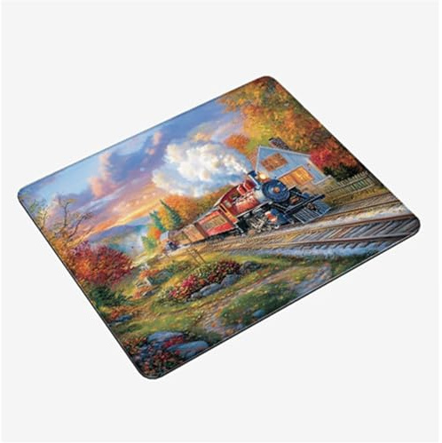 Alfombrilla Ratón Navidad Mini Mousepad 40x30cm, Tren Alfombrilla Gaming, Tapete Escritorio con Bordes Cosidos, Protector Escritorio con Base Goma Antideslizante Oficina Accesorios Gaming S0-642