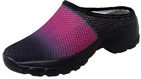 Utomhus dam vandringsskor tofflor, fritidsskor dam sommar, tjock sula halkfria promenadskor kilskor med välvd halv plattform ventilerande strandskor, ROSA, 42 EU