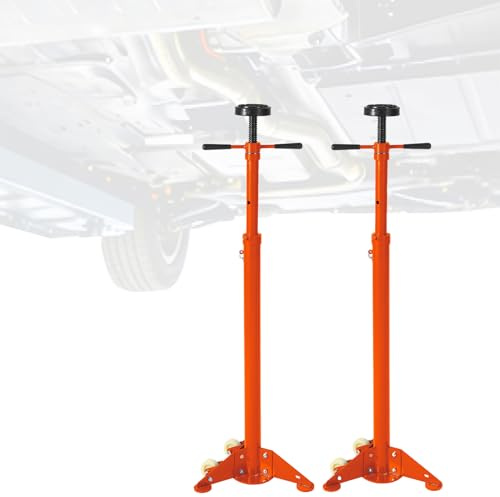 EliteEdge 2 Pack Underhoist Support Stand with Wheels, 1653 LBS Screw Jack Stand with Adjustable 38-75 Inch Height, 3/4 Ton Under Hoist Support Stand for Vehicle Lifting & Support