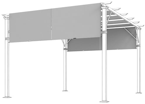 Outsunny Copertura per Pergola Gazebo da 3x3 m, Telo per Gazebo in Poliestere 180g/㎡ con Tasche e Cinghie per Aste, UV30+, Solo Copertura, 488x122 cm, Grigio Chiaro