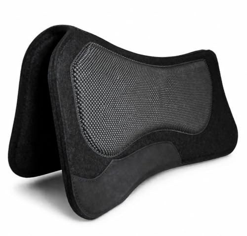 Generisch Westernpad Filz 1/2 Zoll mit Aeropren – Anatomisches Sattelpad für Pferde, stoßdämpfend & atmungsaktiv, schwarz, 76 cm