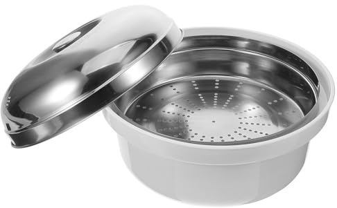 SECFOU Vaporera para Microondas de Plástico y Acero Inoxidable, Olla Arrocera Fácil de Limpiar y Segura para Cocinar Arroz y Bollos al Vapor