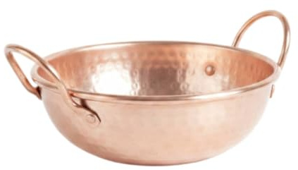 MotiveTech Casserole En Cuivre Multifonctionnel Casserole fait Main Ustensile Cuisine pour Nouilles, Modèle À Fond Rond, Épaissi