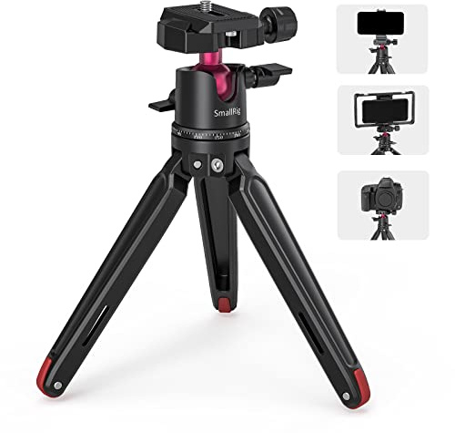 SmallRig Mini Tripod for Camera, Updated Desktop Tabletop Tripod with Arca-Type Compatible QR Plate, 360° Ball Head and 1/4 Screws Portable for Compact Cameras DSLRs, Phone, Gopro - BUT2664