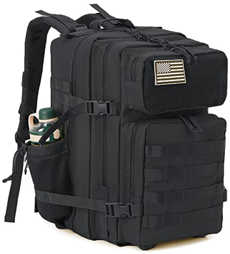 QT&QY Sacs à dos tactiques militaires pour hommes Sac de jour Molle 35L/45L Grande capacité sac à dos de fitness Sac à dos de randonnée avec porte-bouteille