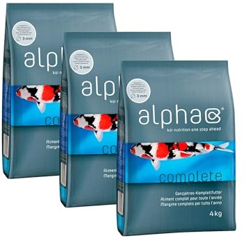 KOIFUTTER Alpha Complete 3mm - koinutrition one Step Ahead - Schwimmfutter Ganzjahresfutter für Koi (3x4kg= 12 kg)…