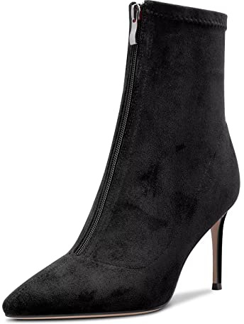 Castamere Donna Spillo Alto High Tacco Heel Chiusa a Punta Stivaletti 8.5 CM Heels Slip-on Cerniera Classico Cute Scarpe Nero 40 EU