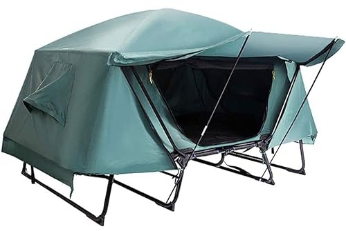 COYEUX Faltbares Camping-Off-Boden-Zelt, erhöhtes Zeltbett mit Campingbett, mit zusammenklappbarem Aluminiumrahmen, für Outdoor-Camping, Wandern, Einzel- / Doppel