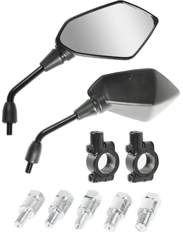 RACOONA Motorcycle Mirrors - Handlebar Rear View Side Mirrors with M8 M10 Bolt - Fits Bike, Scooter, ATV, UTV, Dirt Bike