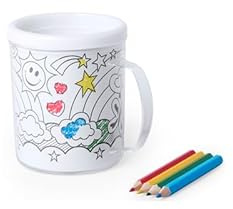 Lot de 10 tasses à colorier 4 feuilles + 4 crayons par tasse - Détails, cadeaux et souvenirs originaux pour anniversaire, communion, enfants