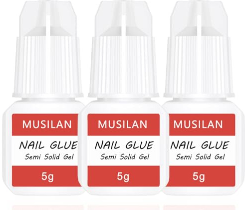3PCS Semisólido Pegamento para uñas, superfuerte y de secado rápido, para uñas acrílicas postizas y puntas de uñas. Gel de uñas profesional para pegar uñas rotas. No necesita lámpara UV Larga duración