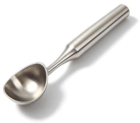 SophRept Ice Cream Scoop, 304 Stainless Steel, 4.5 oz, Large Cookies Scoop | Durable, Corrosion-Resistant Metal Scooper, Dishwasher Safe with Ergonomic Grip for Perfect Scooping, Solid Design,Silver