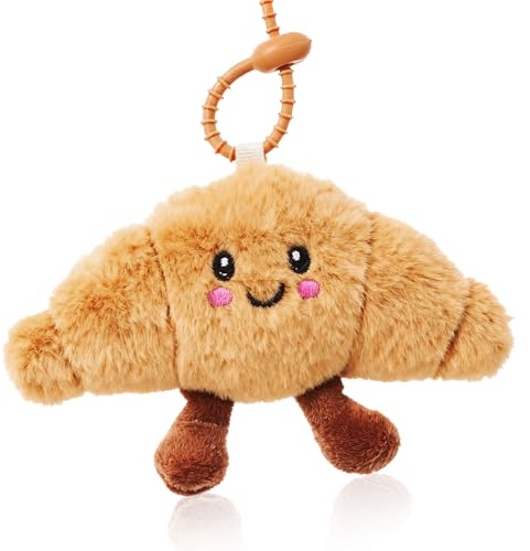 Nogeqi Croissant - Portachiavi in peluche, con ciondolo a forma di peluche
