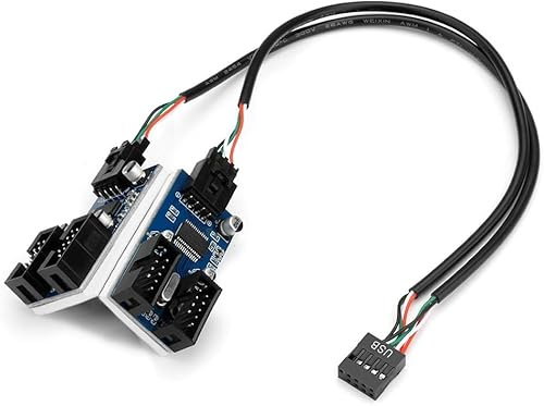 Hub USB interne 3 – Extensible 4 ports USB 2.0 – En-tête USB 9 broches 1 à 4 – Design élégant et multifonctionnel – Plug and Play