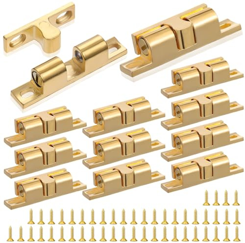 VILLFUL 12 Pezzi Chiusure a Tensione a Sfera in Lega di Zinco per Porte Armadio Fermo a Sfera Regolabile Viti da 50 MM per Armadi Credenze e Mobili Installazione Facile e Uso