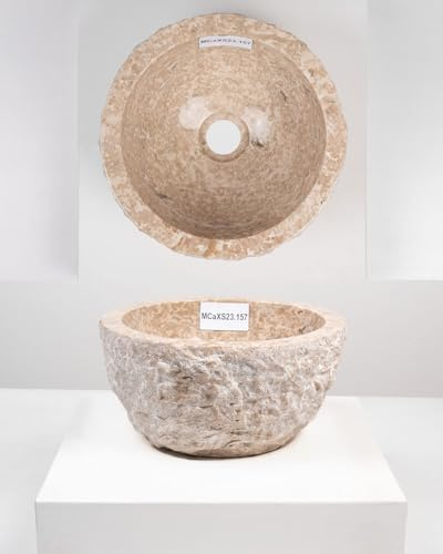 Wohnfreuden 30 cm lavabo en marbre crème petit lavabo en pierre naturelle pour salle de bains