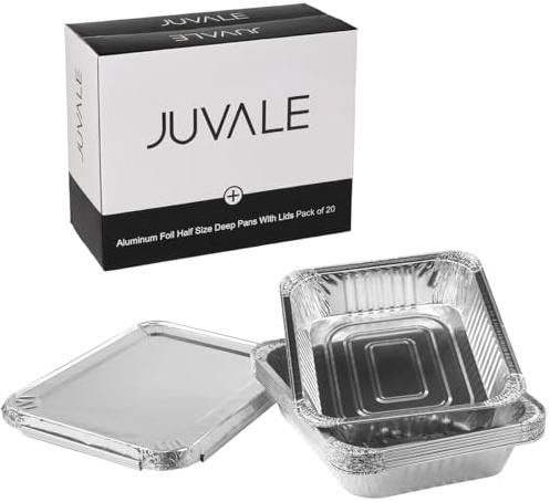 Juvale Aluminum Pans with Lids - 9x13 in, Silver, 20-Pack - Disposable Aluminum Pans, Foil Trays & Catering Trays for Baking & Roasting