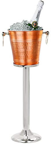 Hammered Copper Lightweight Ice Bucket |Highly Conductive Cooler & Cellar Bucket with Nickel Plated Free Stand | Kitchen Ware & Bar Wares