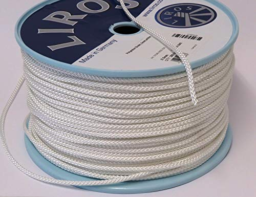 Seil Polyester - Flechtleine 5mm weiß 8-fach geflochten (250) Rolle 250 Meter