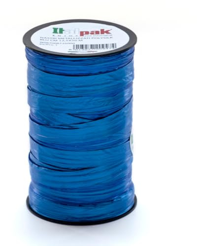 Italpak Nastro Regalo Polysilk Metallizato, Nastro Decorazioni, Fiocco Pacchi Regalo, Blu, 12,5x50m
