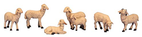 6 Stück Schafe Dekofiguren (H 4-6,5 cm)
