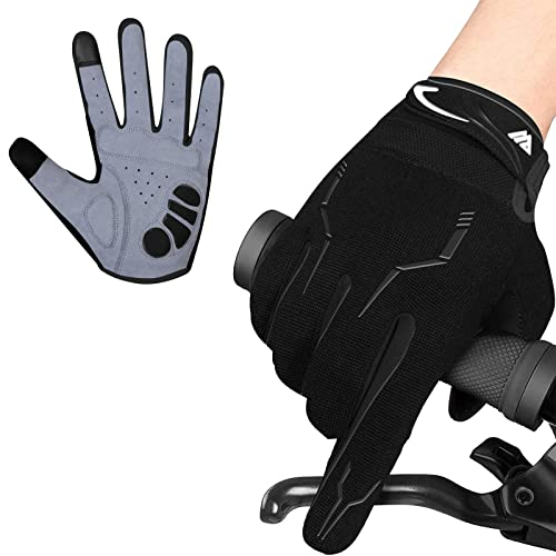 WESTWOOD FOX WFX Fahrradhandschuhe Vollfinger Mountainbike Handschuhe Touchscreen MTB Handschuhen Gepolstert Anti-Rutsch MTB Rennrad Sport Hándschuh für Damen und Herren (Schwarz, L)