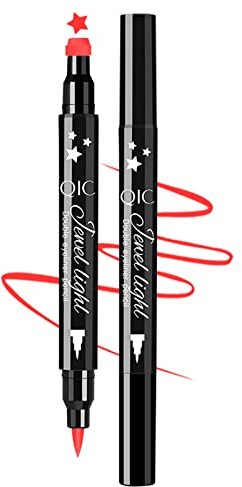 Eyeliner Stamp - Star/Heart/Moon/Flower Waterproof Liquid Eyeliner Pen, All Day Long-Lasting, Black & Smudge-proof Makeup Eye Liner Stamps (Red Star)