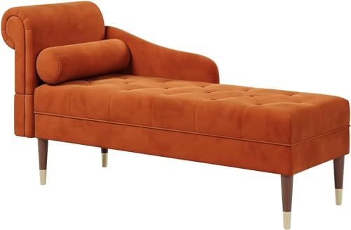 Vesgantti Méridienne en Velours, Chaise Longue 149,5 x 54 x 76 cm - Orange