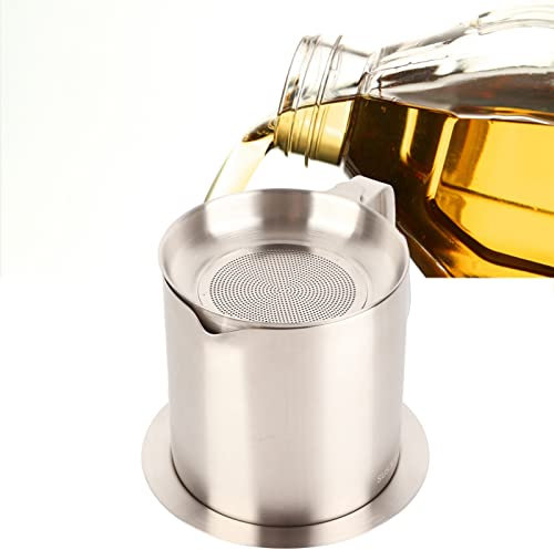 Topyond Fetttrennkanne, Fettbehälter, Ölfiltertopf, 304 Edelstahl, Staubdicht, Großes Fassungsvermögen,Frittiertopf mit Feinem Sieb und Ölauffangschale,Fettsieb Für Das Kochen in Der Küche(1500ml)