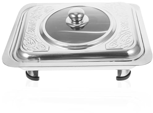 Amosfun Bread Buffet Tray Stainless Steel Rectangular Serving Plate for Kitchen