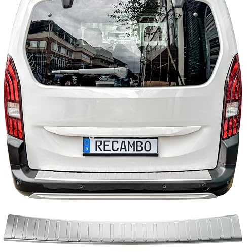 RECAMBO | Protector de Parachoques Trasero | Compatible con Peugeot Rifter | a Partir de 2018 | Acero Inoxidable Mate | Protección Borde de Carga