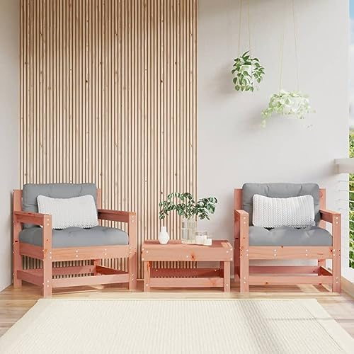 Gecheer Garden Sofa Chairs Garden Dining Chairs with Cushions Outdoor Armchairs Sofas Lounge Seats Patio Furniture Dinner Seating 2 pcs Solid Wood Douglas
