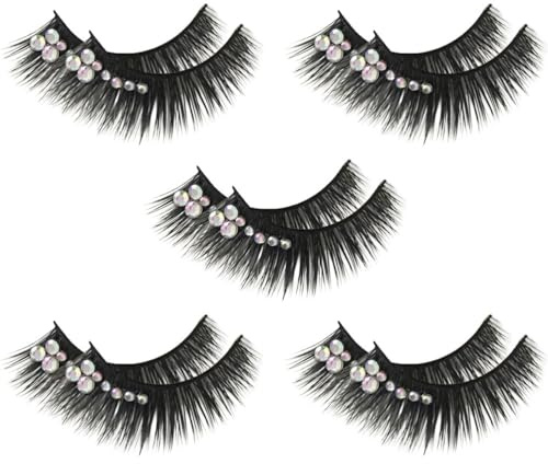 DOITOOL 5 Paare Diamantwimpern Leistungswimper Make-up Wimpern Glitzer- Frauen falsche farbige Strass- künstlich schmücken Kunstfaser