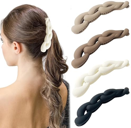 NATOSU 4 Stück Bananen-Haarspangen, Vintage-Bananenspange, Pferdeschwanzhalter, Bananenclips, Fischclips, rutschfeste Pferdeschwanzhalter-Klammer für Frauen